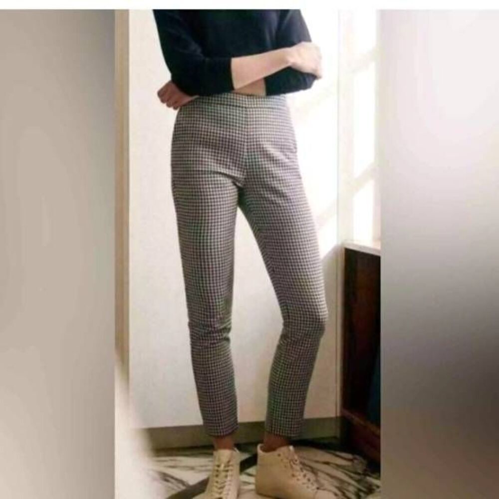 Sezane Clara Houndstooth Trousers Ecru & Black Size 36 (US 4)